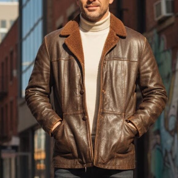 Vintage 70s Suedebane Genuine sheepskin lined Leather Marlboro Jacket XL RARE - Picture 1 of 11